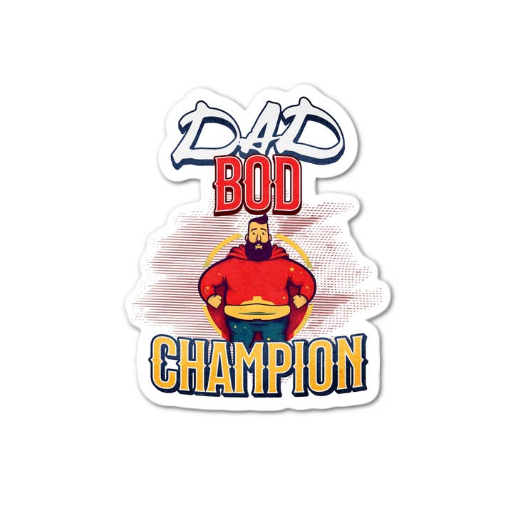 Autocollant imperméable Dad Bod Champion pour la vente par Lyrical River Designs
