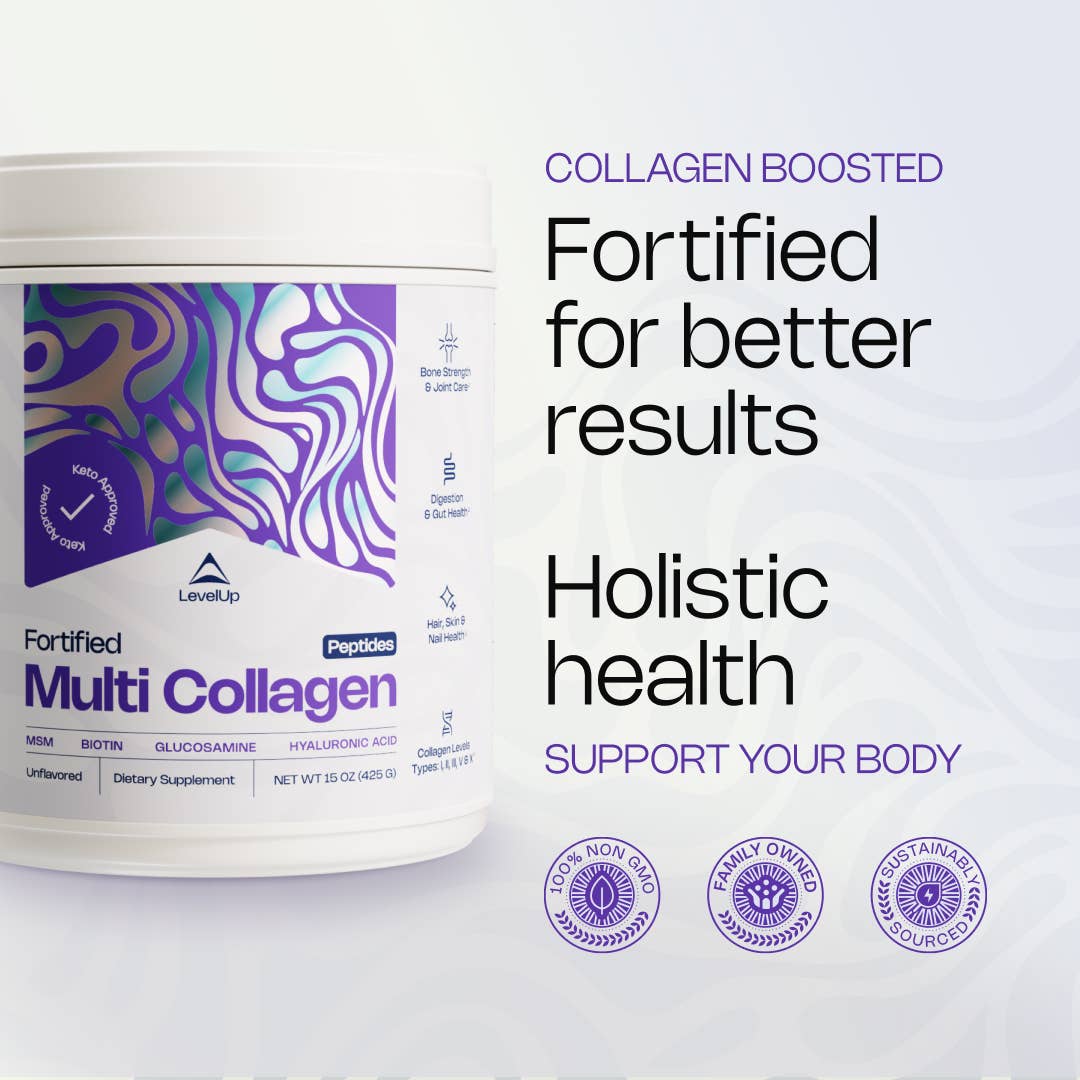 LevelUp - Vente Poudres protéinées/superaliments - Multi-Collagène Fortifié Sans aromatisé - 15 oz2