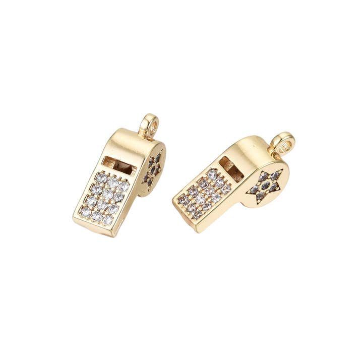 The Charm Bar Company - Wholesale Individual Charm/Pendant - Gold Put Me in Coach! Whistle Charm0