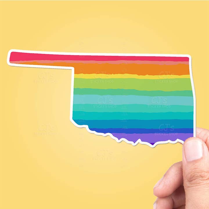Oklahoma Rainbow State Sticker Vinyl Decal for wholesale by CJ's Sticker Shop