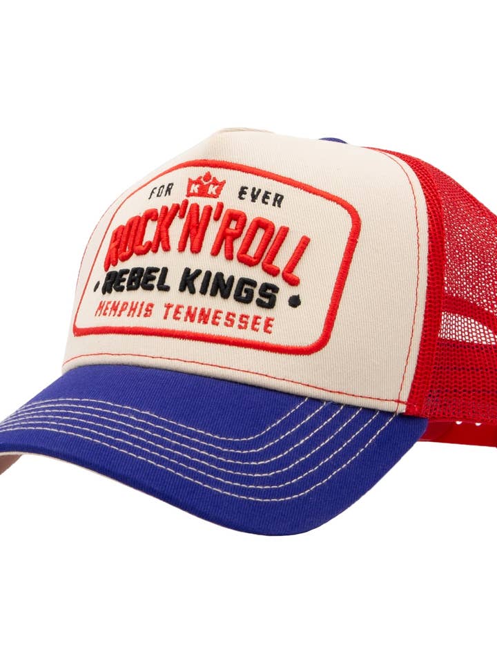 Truckerpet 'Forever Rock'n'Roll' in beige voor wholesale door KING KEROSIN