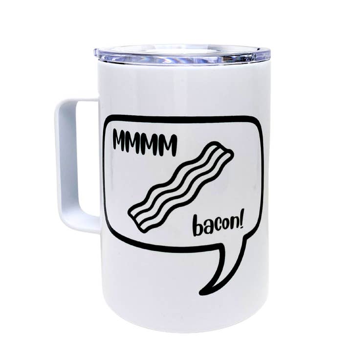 mmmm bacon - AVAILABLE AS A FUNNY MUG OR TUMBLER for wholesale by The Laughing Lemon