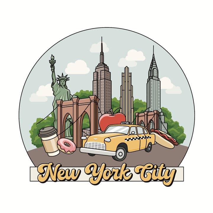 New York Collage - 3D Wooden Souvenir Magnet - 10 pcs for wholesale by Gifty Studio