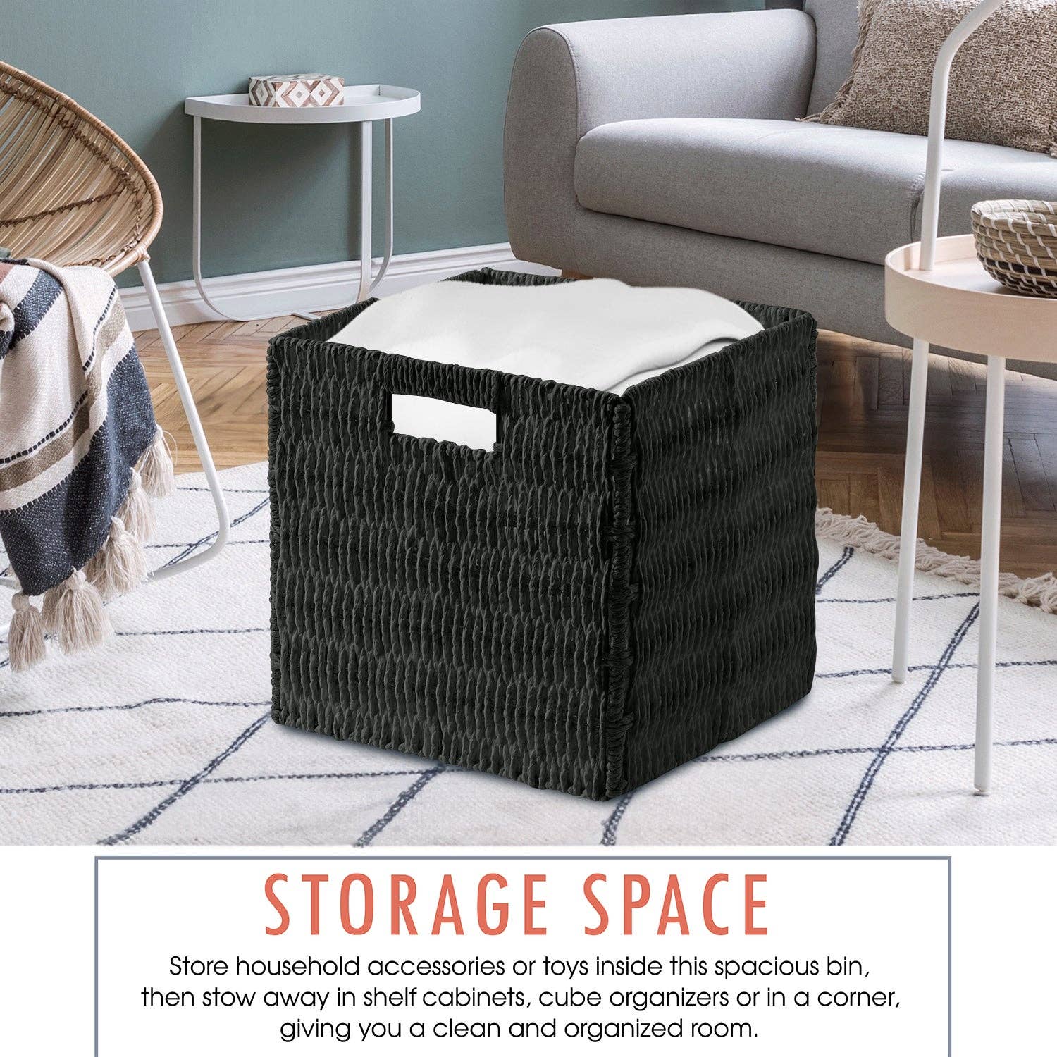 Ornavo Home - Wholesale Storage Bin - Foldable Paper Wicker Storage Shelf Basket Bin with Handles6