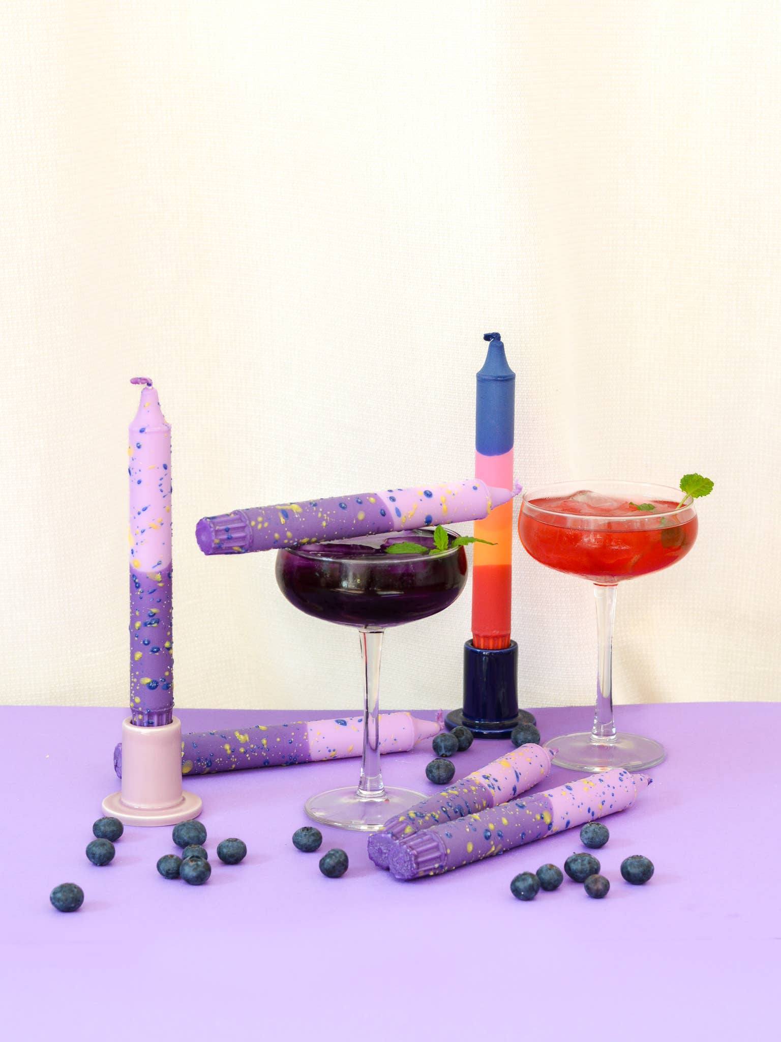 Nordtrice - Wholesale Tapered Candle/Candlestick - Taper candles- Summer Party / Purple Grapes & Confetti2