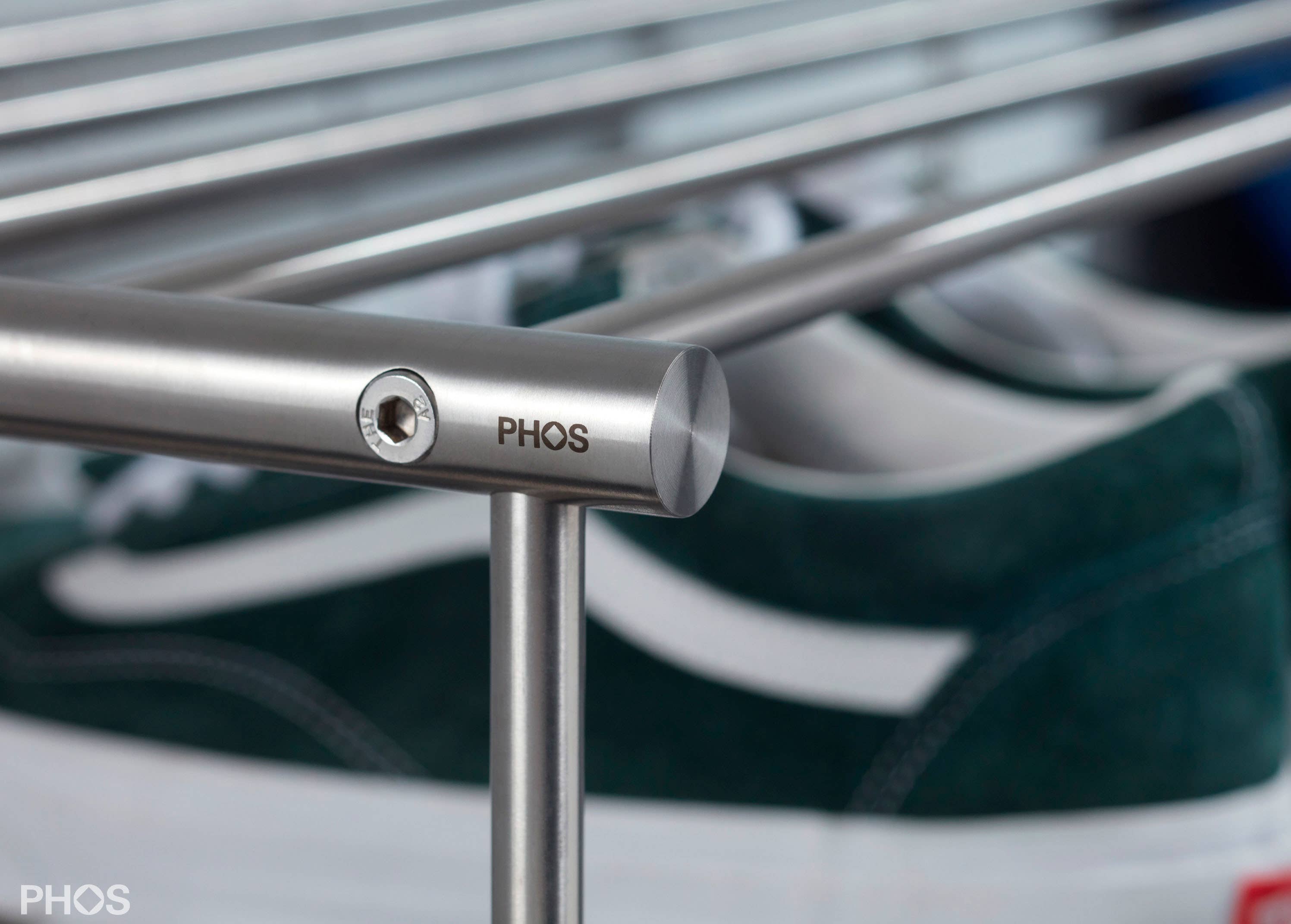 PHOS Design GmbH - Wholesale Shoe Rack - Narrow high shoe racks made of solid stainless steel, free-standing7