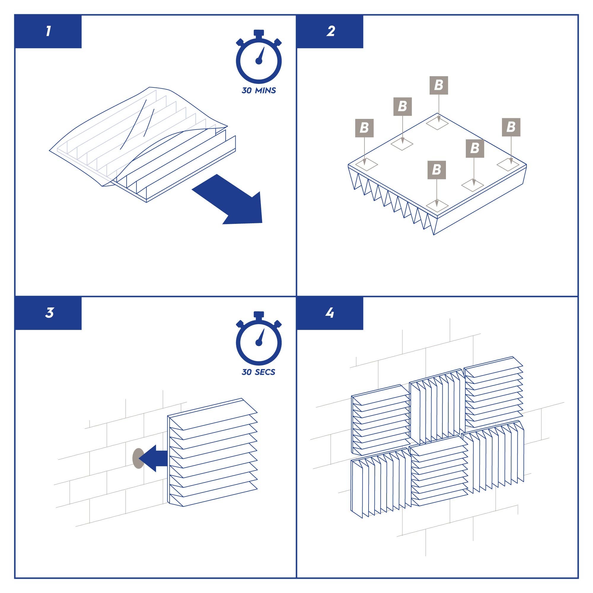 Rinkit Ltd - Wholesale Wall Accent - Square Foam Acoustic Panels - 2.5 x 30 x 30cm - Black - Pack of 127