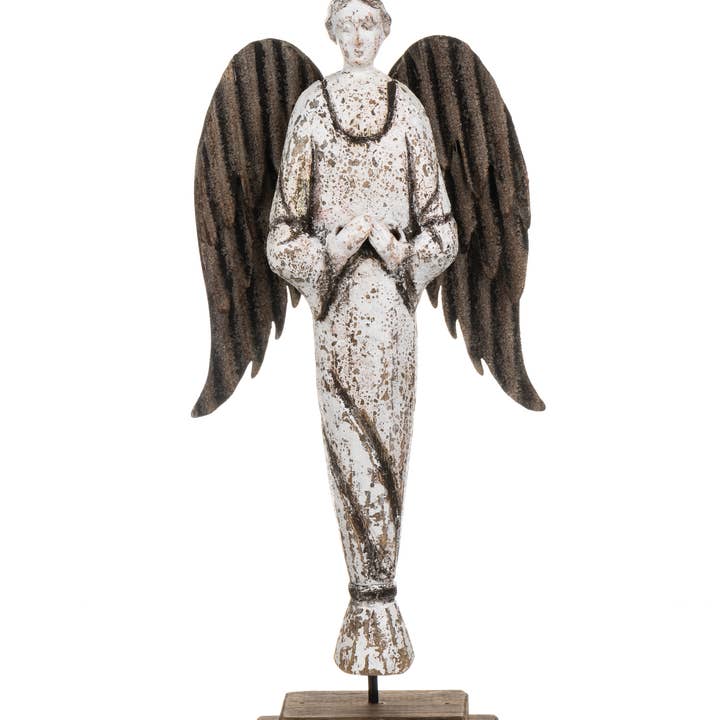 Shoeless Joe Ltd - Vendita all'ingrosso Statuette decorative - Angelo con Ali Piegate su un Supporto0