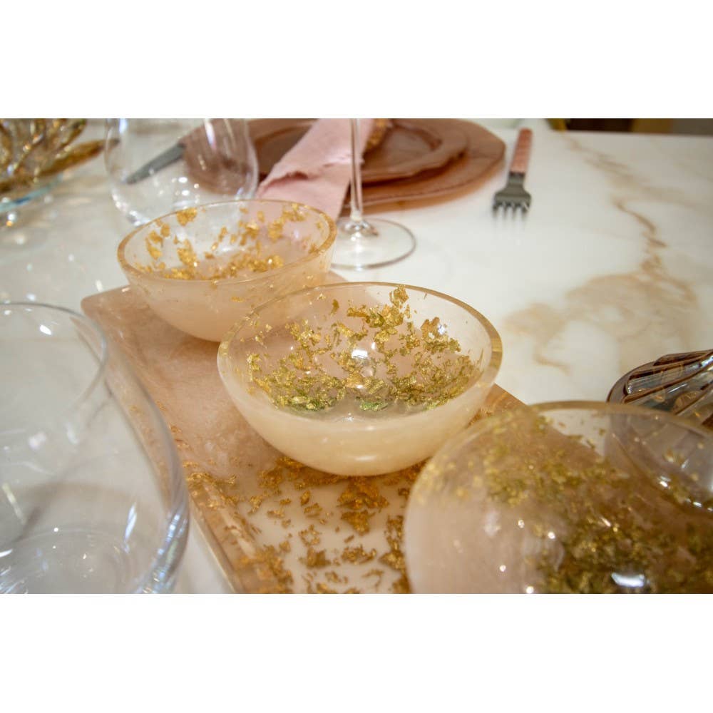 AULICA - Vente Vaisselle d'apéritif - Set apéritif de 3 coupelle sur plateau en résine paillette3