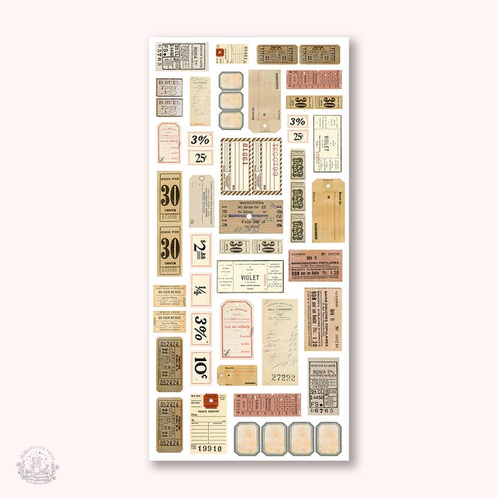 Essentials - Vintage ticket stickers (EJ101) for wholesale by Hello Petite Paper