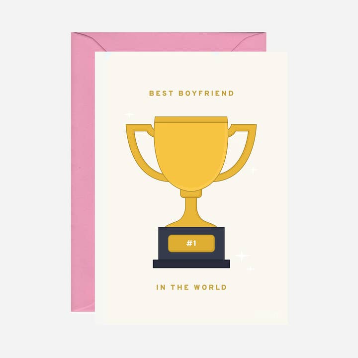 Best Boyfriend Trophy Love Card for wholesale by Pearl Ivy