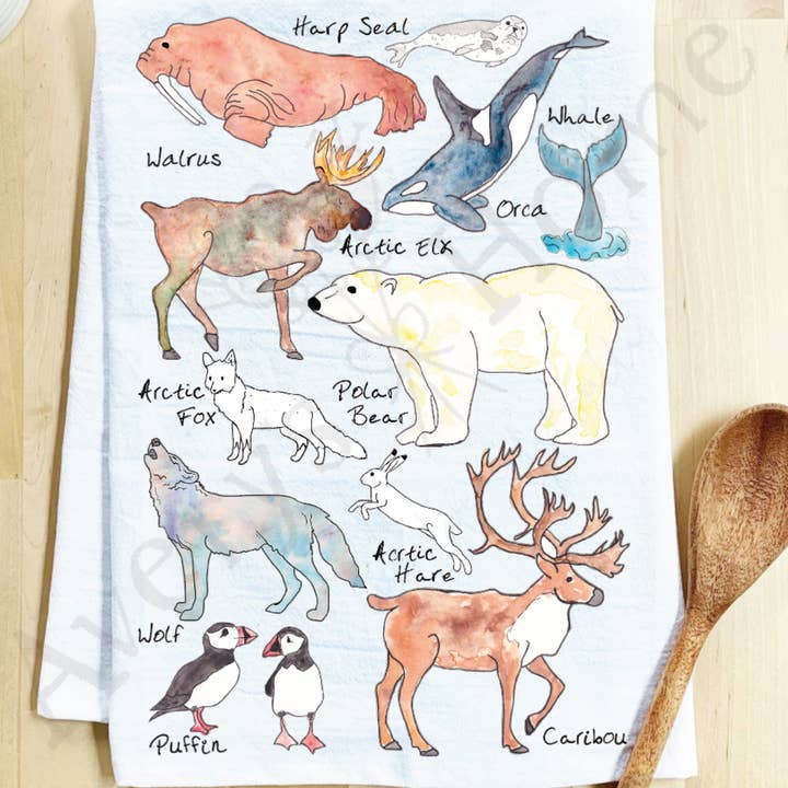 Artic Wildlife Tea Towel for wholesale by Avery's Home