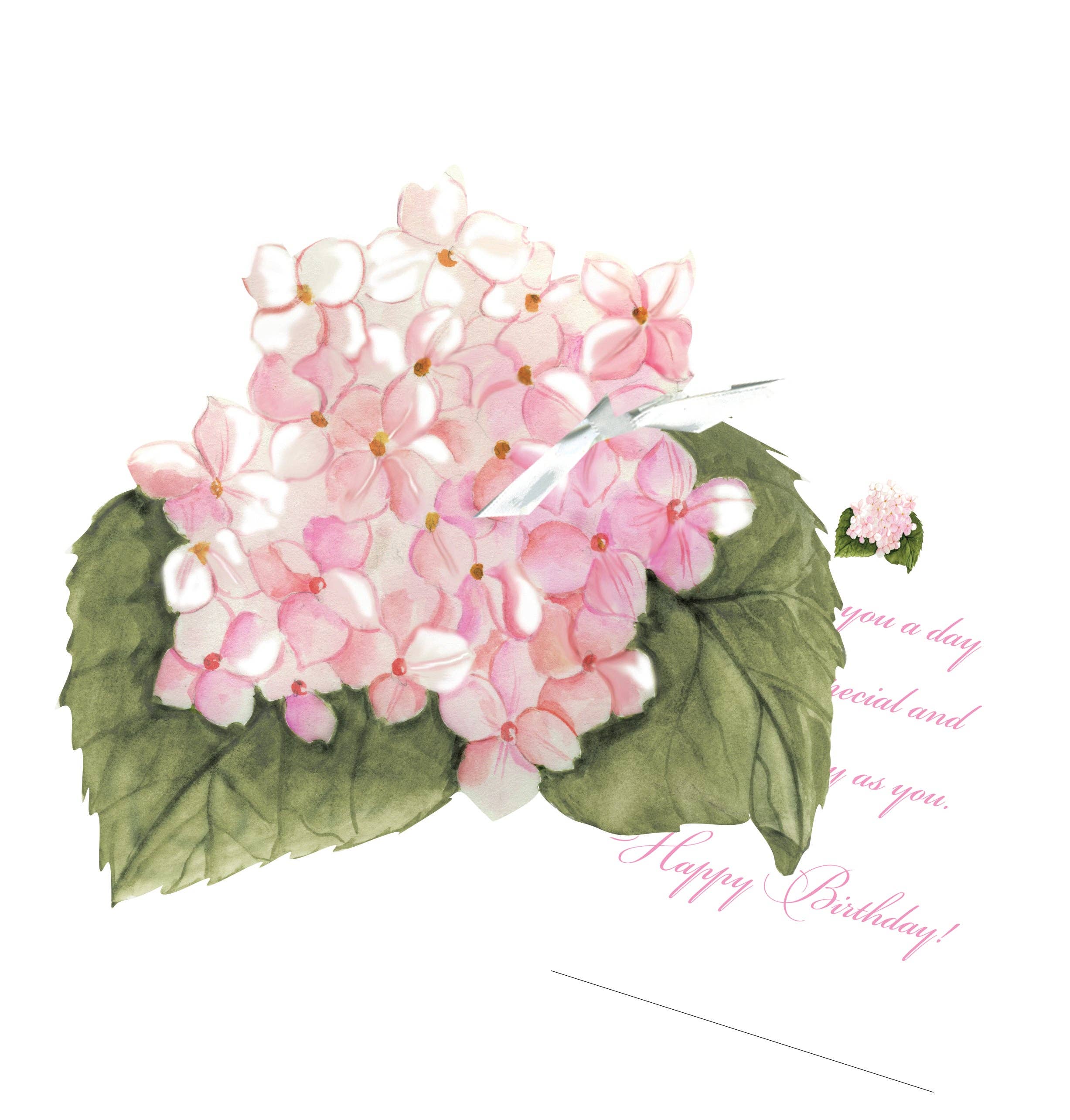 Stevie Streck Designs - Vente Cartes d'anniversaire - Carte de vœux GAW900 Hortensia rose0