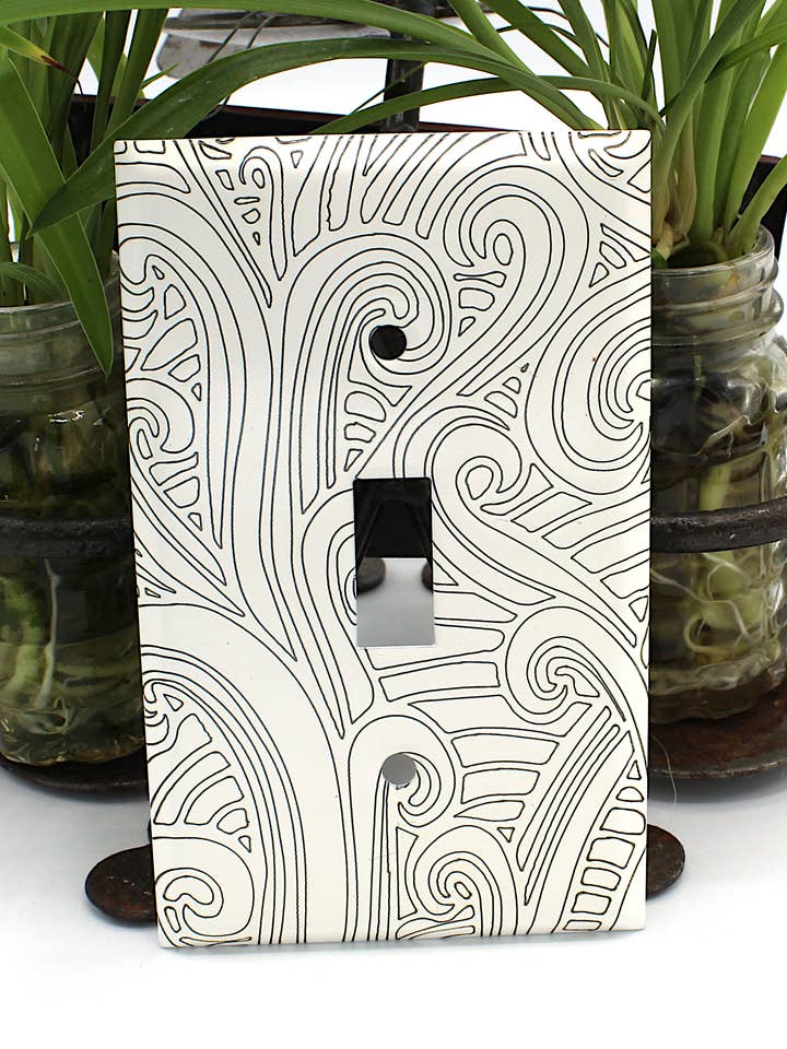 Switch Plate - Curly for wholesale by Dawn Lombard - Glass & Metal