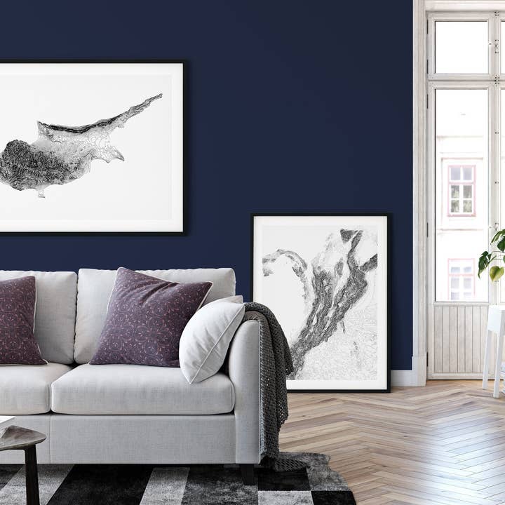 Cyprus Topography Map - Poster Print, Canvas, Digital Art for wholesale by Nativah Chaya