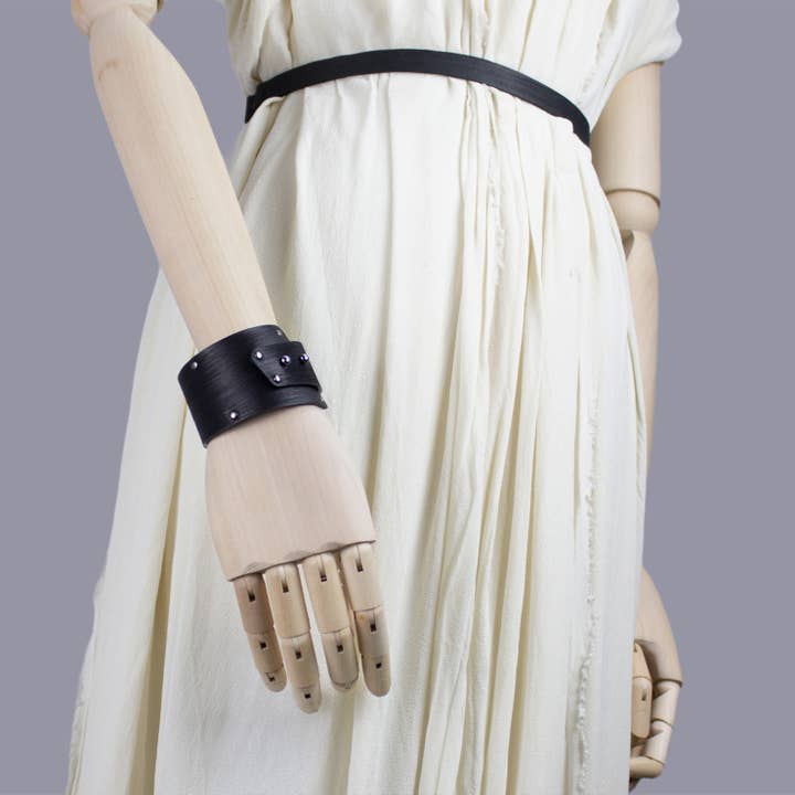 'DANA' Äkta Läderarmband/Dubbade Svart för wholesale av MIMIKRI Design