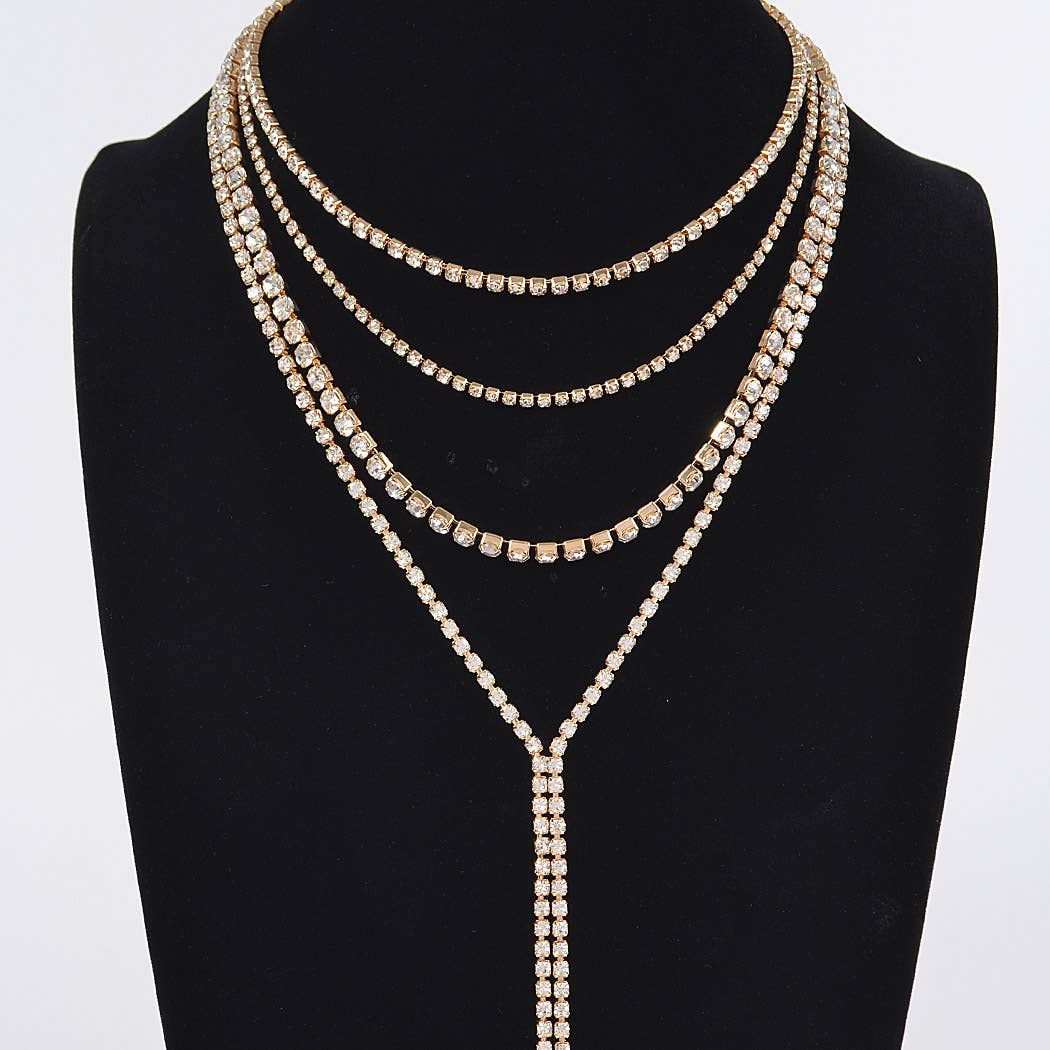 3AM BY H&D ACCESSORIES - Wholesale Y-Neck/Lariat Necklace - Multi-Layered Rhinestone Long Necklace1