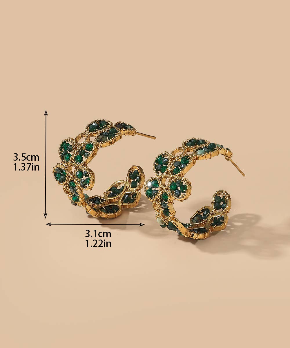 Blossom bijoux – Brincos de argola por atacado – Brincos de pino em aço inoxidável com contas de cristal 25BOA0043