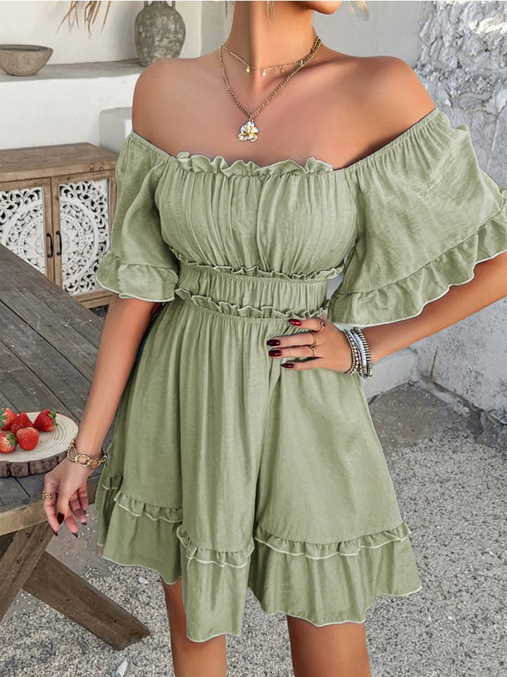 Wholesalesir - Wholesale Dress - Women's - Solid Color Short Sleeved Dress4