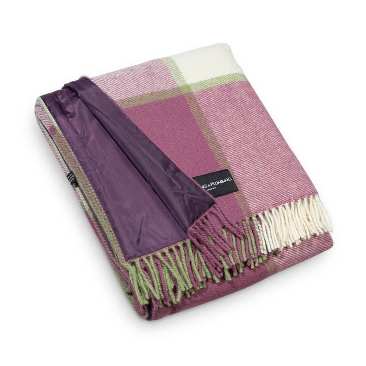 Picnictæppe i ren ny uld - Kun lyserøde ternet tæppe for engroshandel hos Heating & Plumbing London