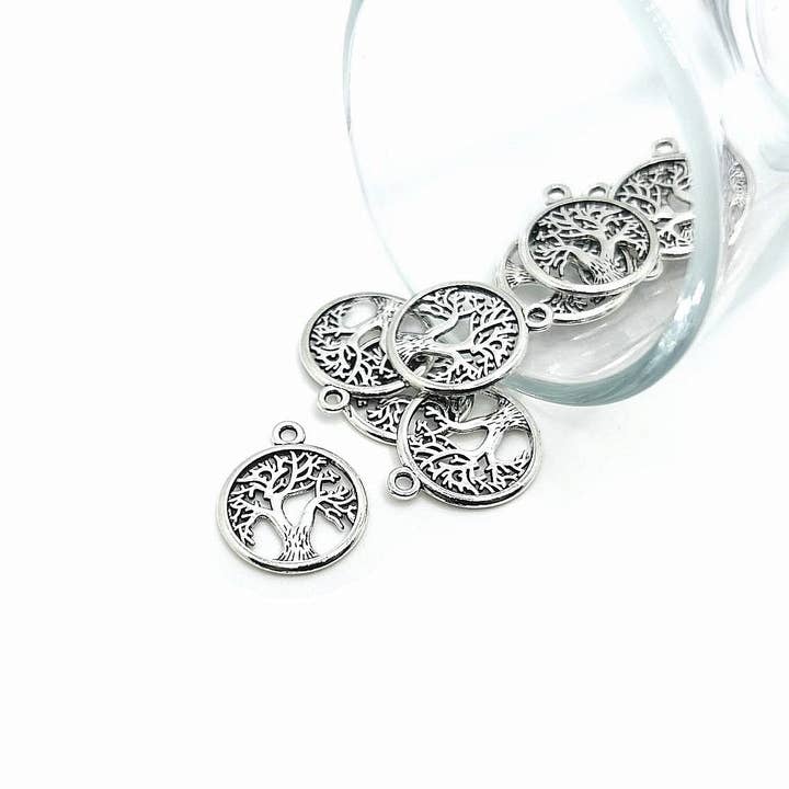 Small Silver Tree of Life Charms, 19x16mm for wholesale by Guerrilla Charm