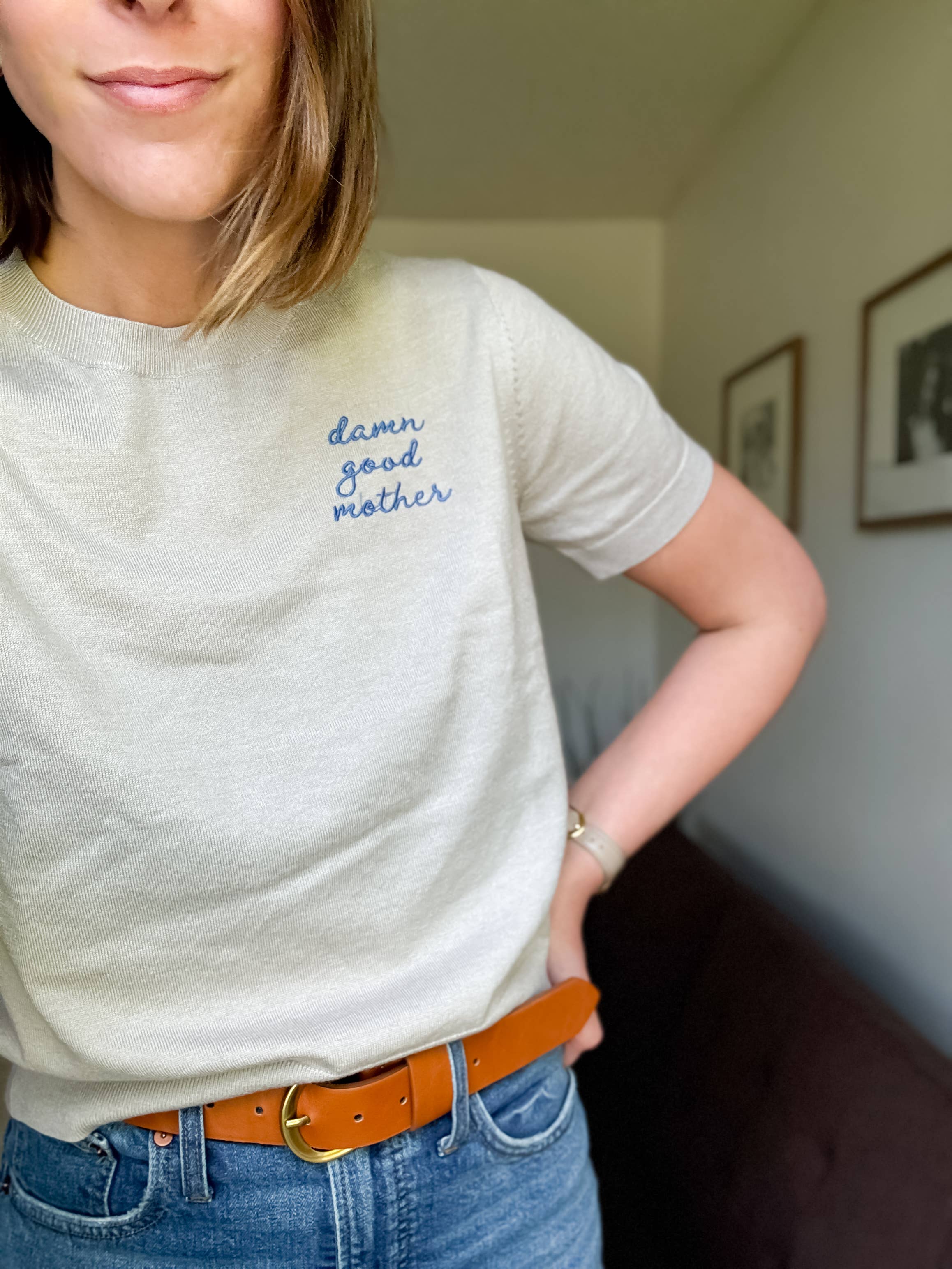 Polished Prints - Wholesale Knit Sweater - Women's - Embroidered Sweater, Short sleeve knitted sweater1