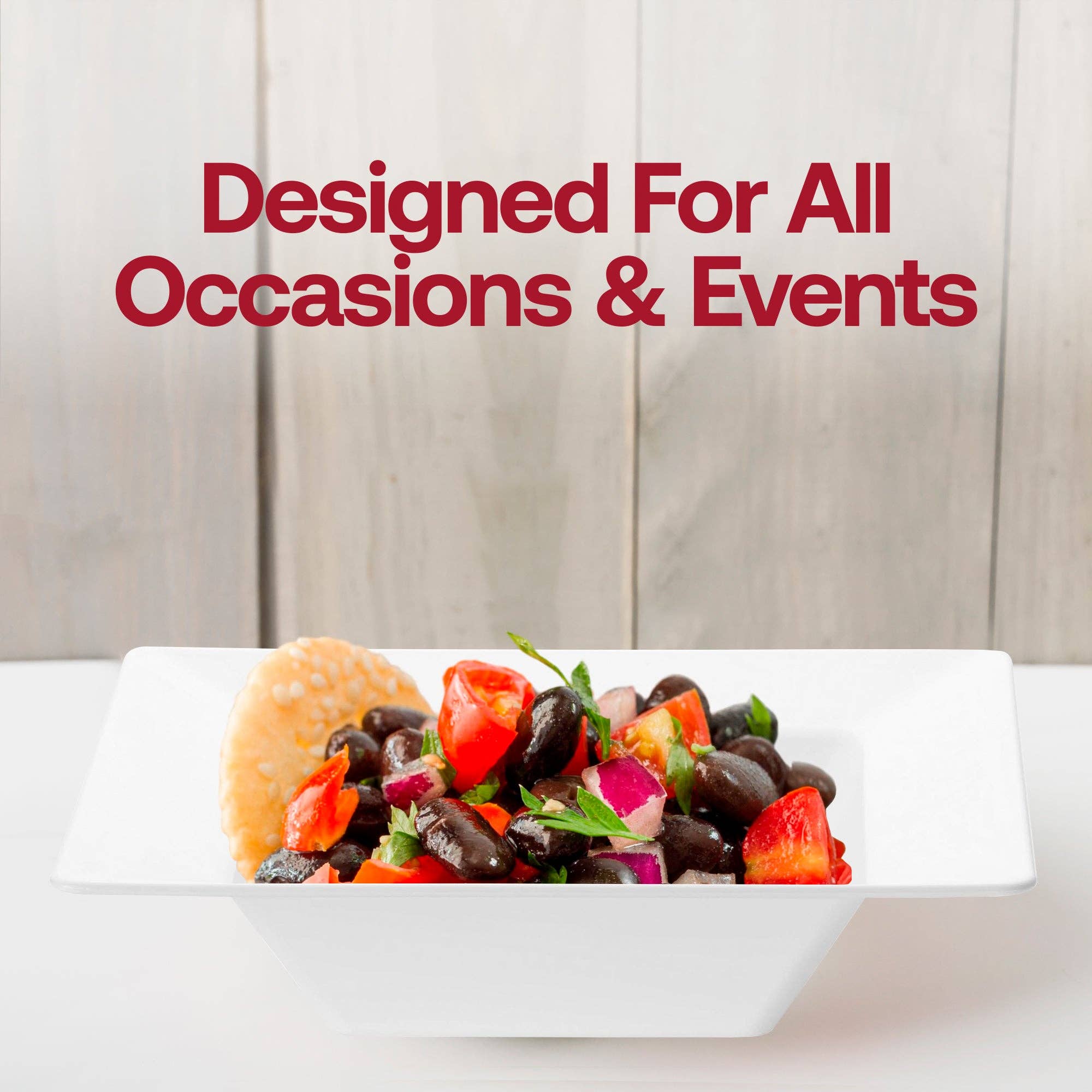 Smarty had a Party - Wholesale Disposable Plate - 12 oz. White Square Plastic Soup Bowls - 10 pcs6