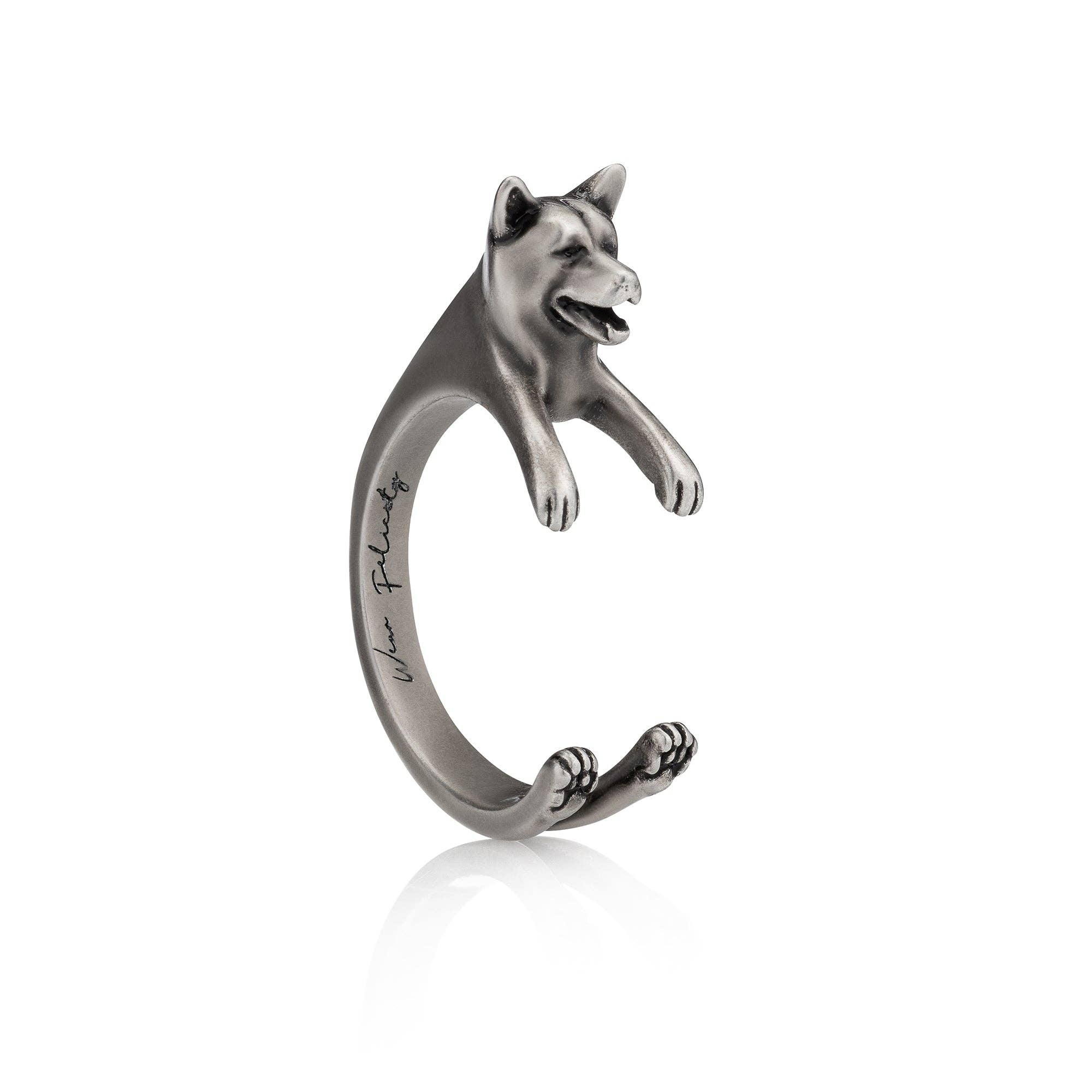 Silver Shiba Inu Wrap Ring for wholesale on Faire