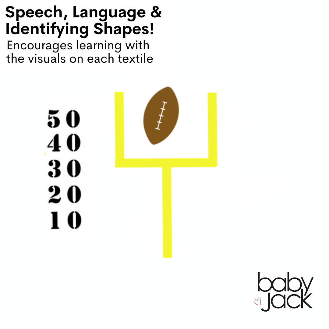 Baby Jack and Company - Wholesale Security/Cuddle Blanket - Baby - Football Baby Learning Lovey Tag Stroller Toy 10" x 10"7