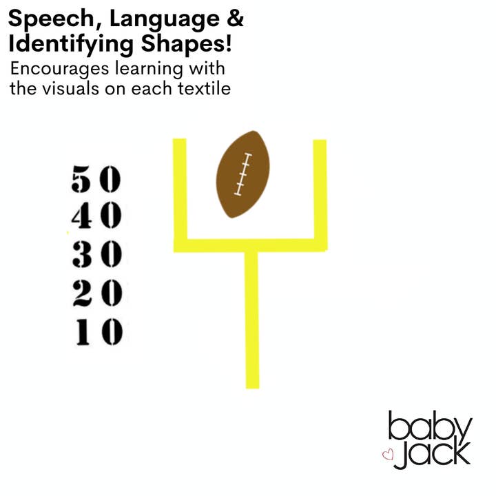 Baby Jack and Company - Wholesale Security/Cuddle Blanket - Baby - Football Baby Learning Lovey Tag Stroller Toy 10" x 10"7