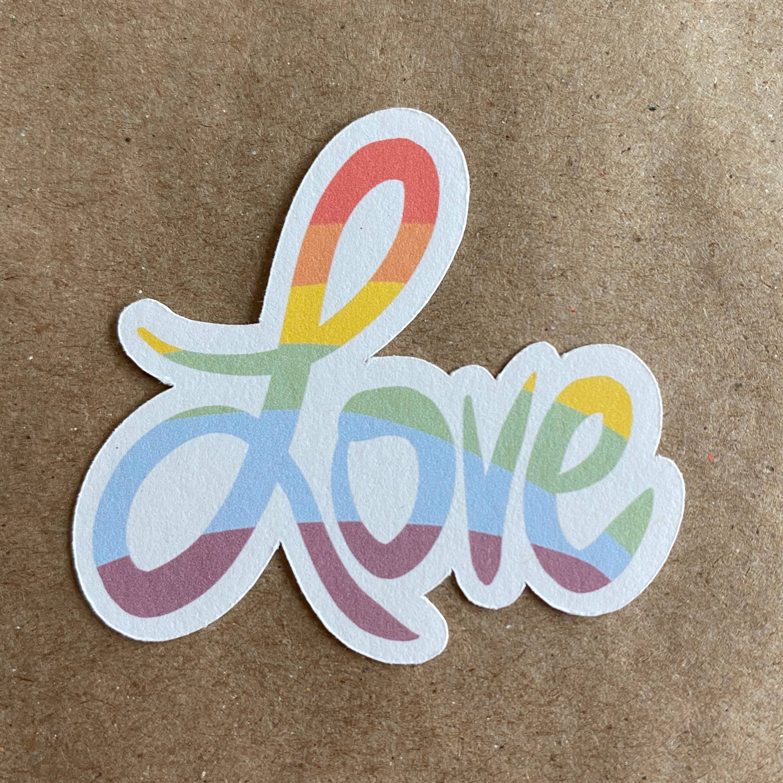AnneArchy – wholesale Klistermärke – kursiv kärlek regnbåge klistermärke