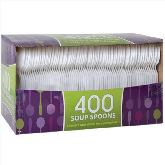EcoQuality - Wholesale Table spoon (cutlery) - White PP Soup Spoons Boxed - Durable and Disposable