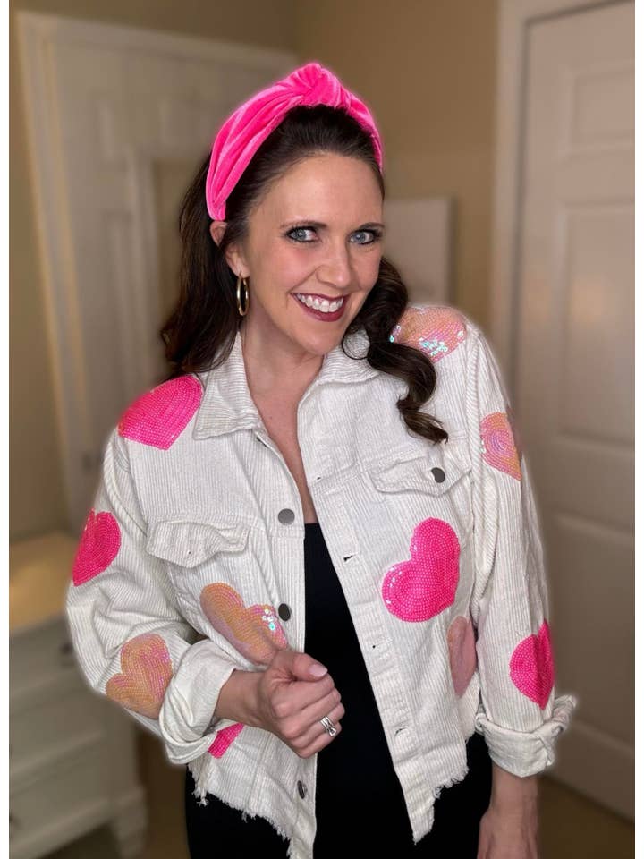 Forever3AM - Wholesale Shirt Jacket/Shacket - Women's - rts: Sequin Heart Valentines Corduroy Shacket6