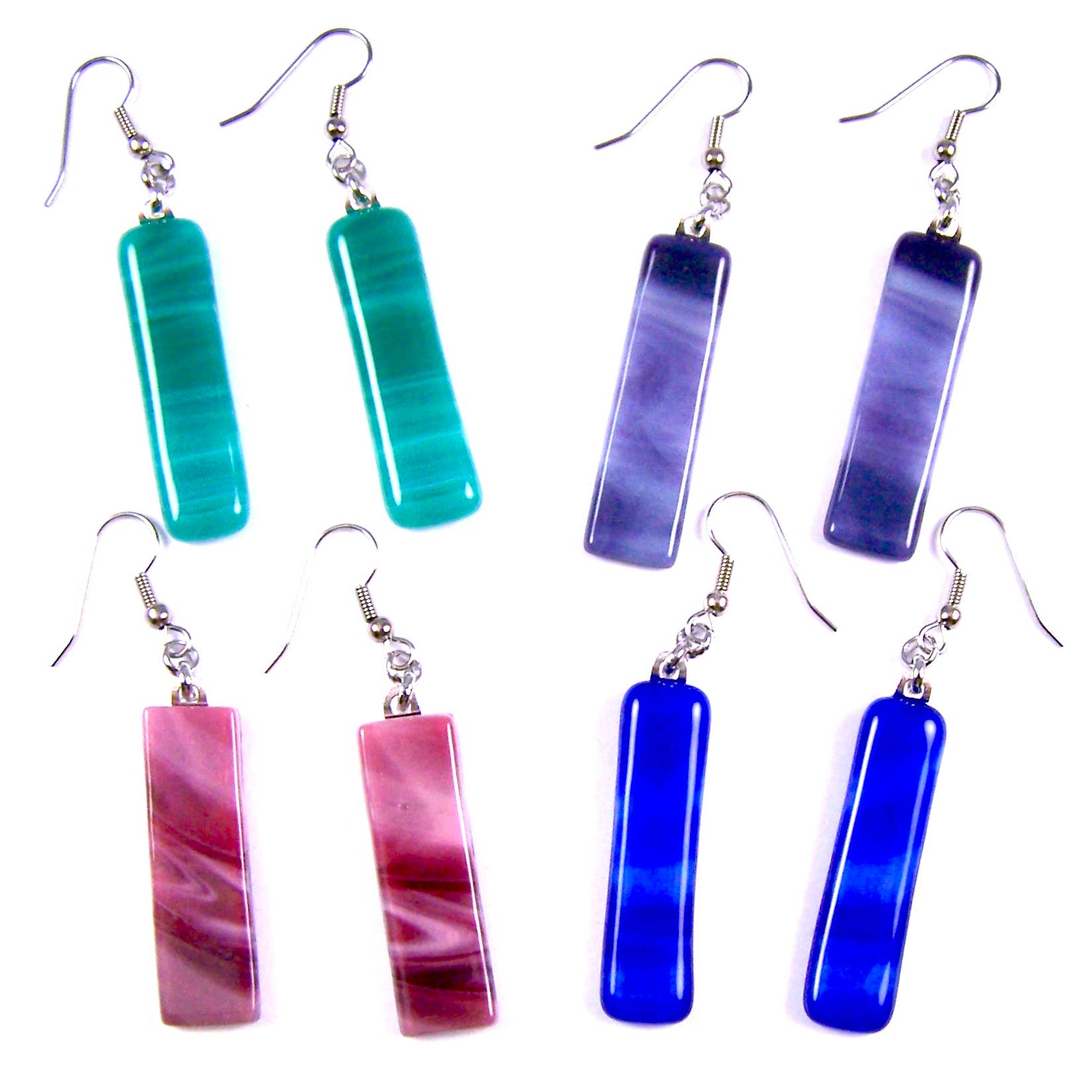 Glass Town USA - Wholesale Dangle Earrings - Stained Glass Earrings - Dangle Long - Royal Jewel Tones0