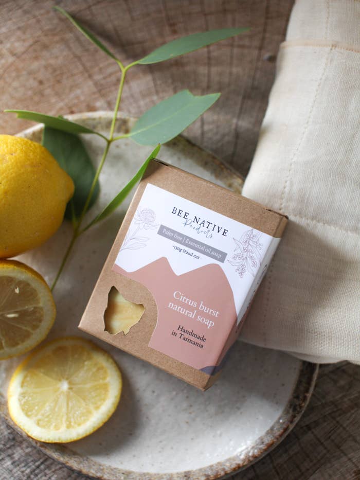 Citrus burst coconut milk soap bar for wholesale by Bee native products