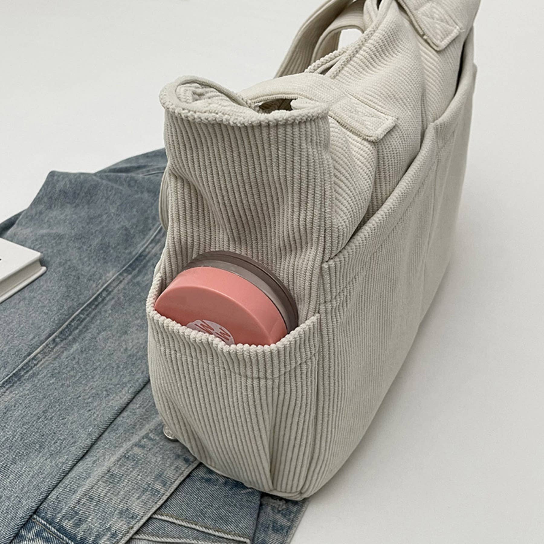 wandf - Wholesale Shoulder Bag - Women's - Casual Solid Color Corduroy Zippered Shoulder Bag Tote8