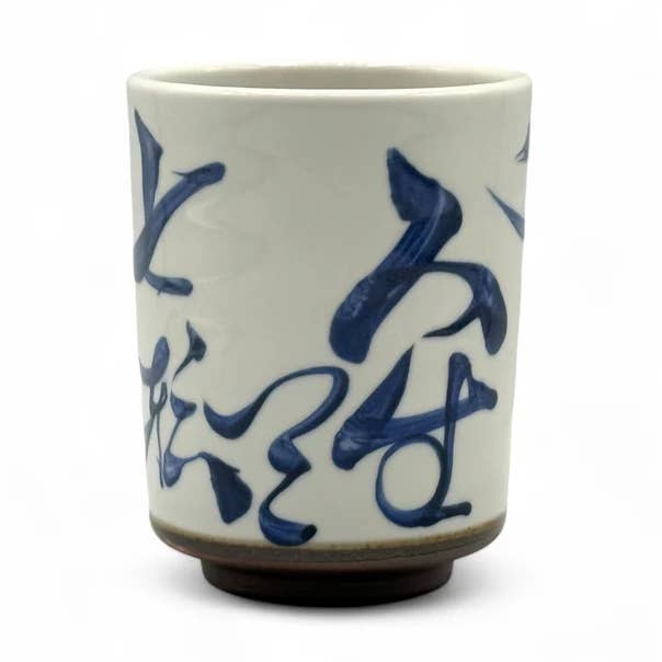 Brushstroke White Mino-yaki Yunomi - Japanese Teacup for wholesale by Inoue Tea
