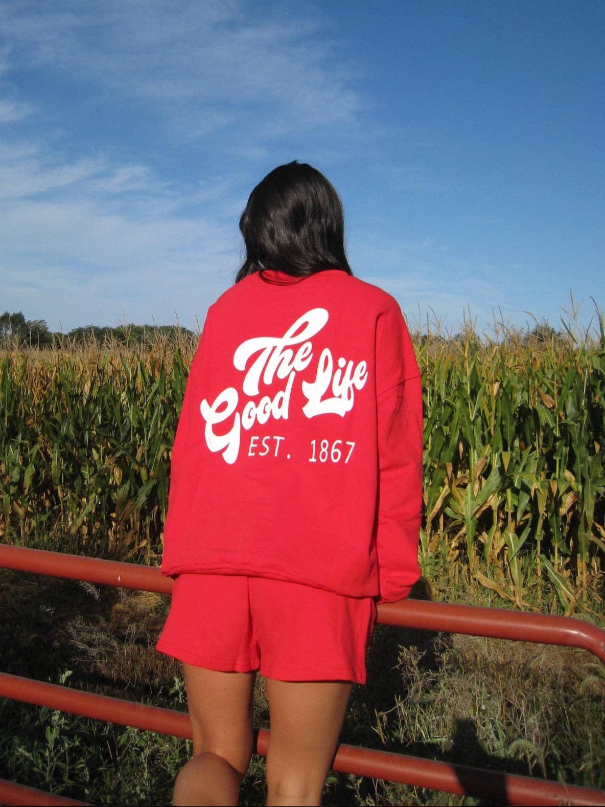 Red NE Good Life Core Sweatshirt for wholesale on Faire22