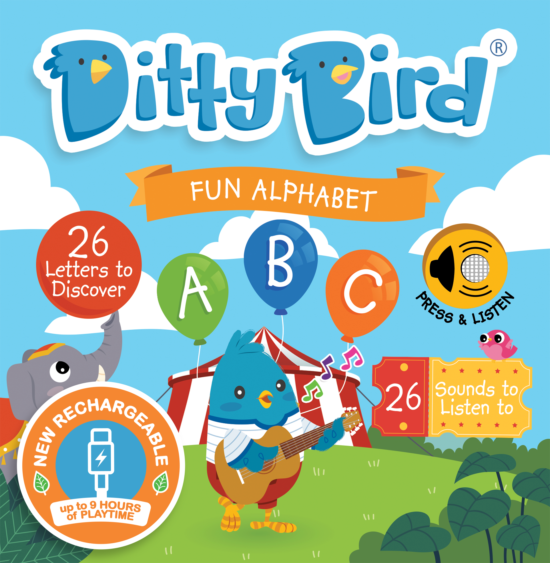 Ditty Bird - Wholesale Baby & Toddler Book (0-2) - Fun Alphabet | ABC Song | Ditty Bird Baby Sound Book USB-C4