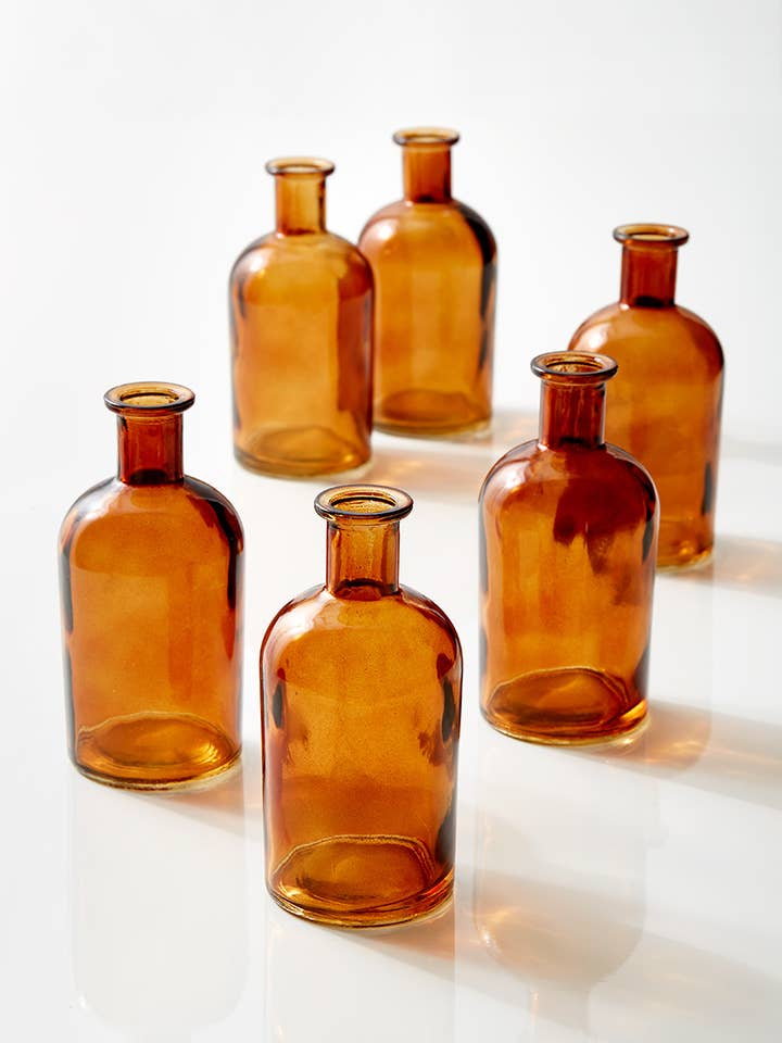 Amber Medicine Bottle Bud Vase for wholesale by Jamali Garden