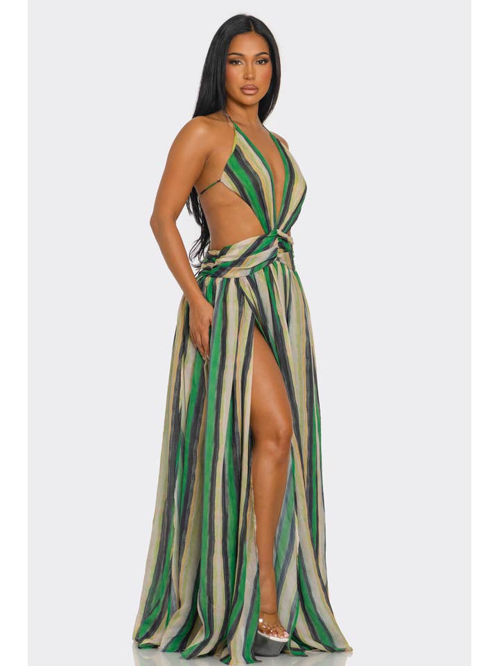 BANJUL - Wholesale Dress - Women's - HCCD13841 & HALTER-NECK, CORSET-STYLE, HIGH-SLIT MAXI DRESS8