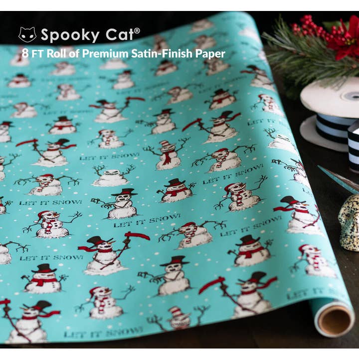 Spooky Cat Press - Wholesale Wrapping Paper Roll - Scary Snowmen Gift Wrap (8ft Roll)