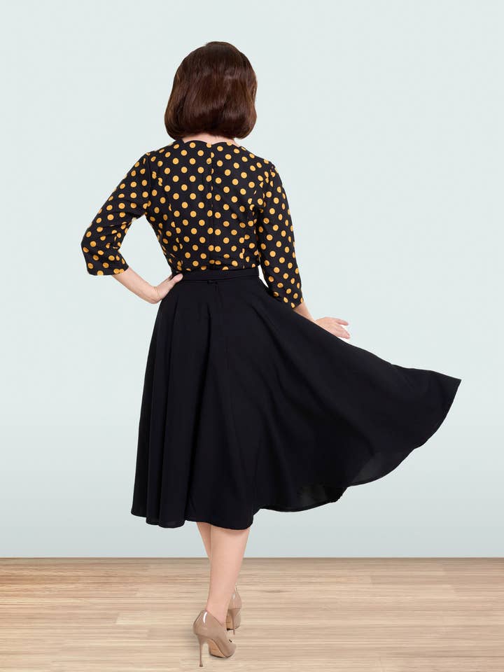 Yellow Black Odrie Polka Blouse 3/4 for wholesale on Faire3