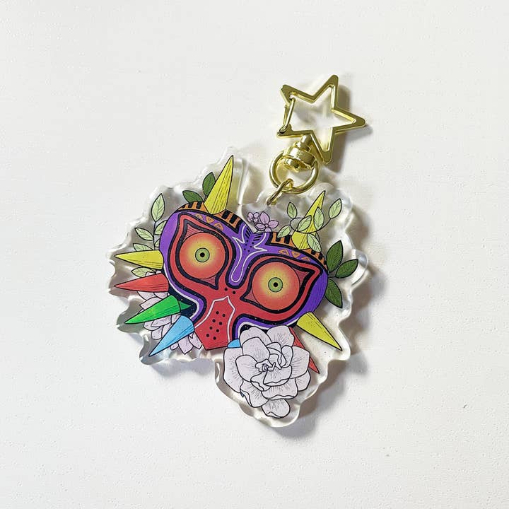 Sarah May Arts - Wholesale Keychain - Women's - Majora's Mask Acrylic Charm | Zelda Floral Keychain