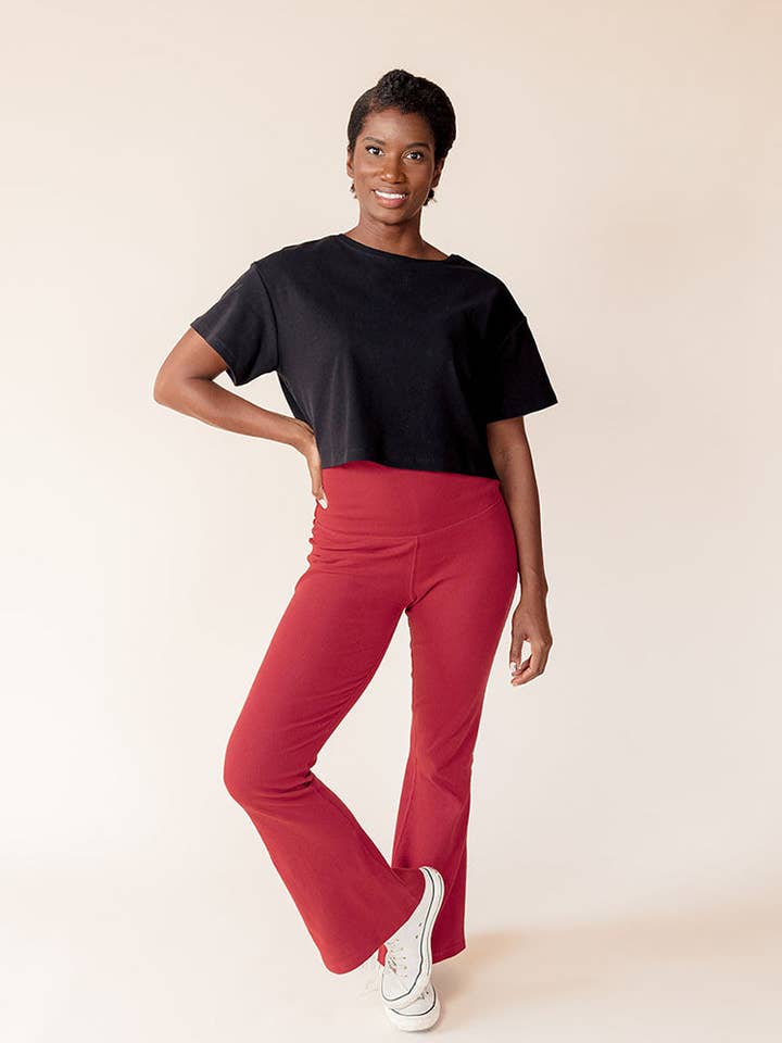 Rib Knit Flex Fit Maternity to Postpartum Flare Legging for wholesale by Of an Origin