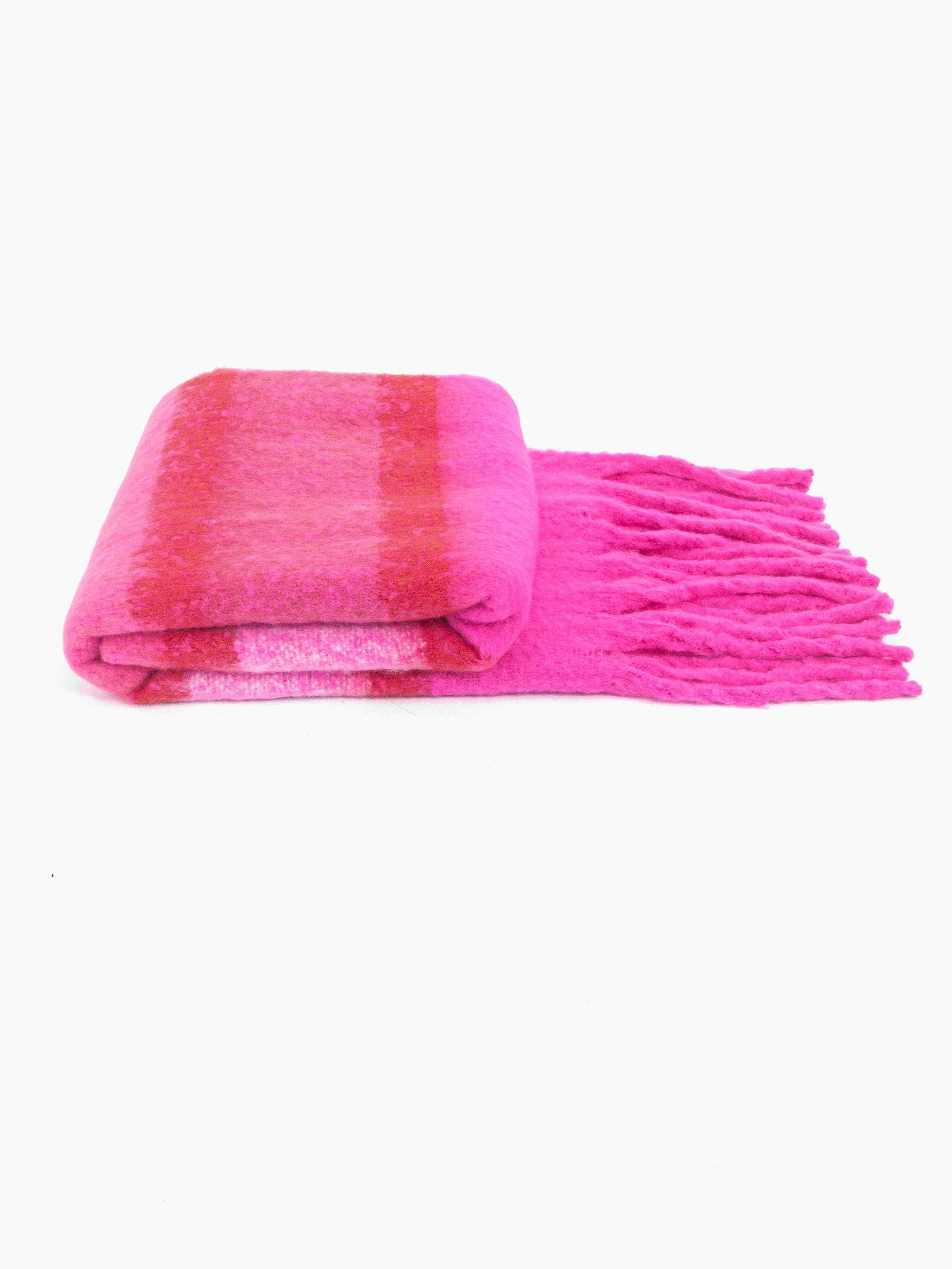 Sarta Accessories – wholesale Scarf – Women's – Blair Heavyweight Scarf - Fuchsia, Colour Block Stripe3