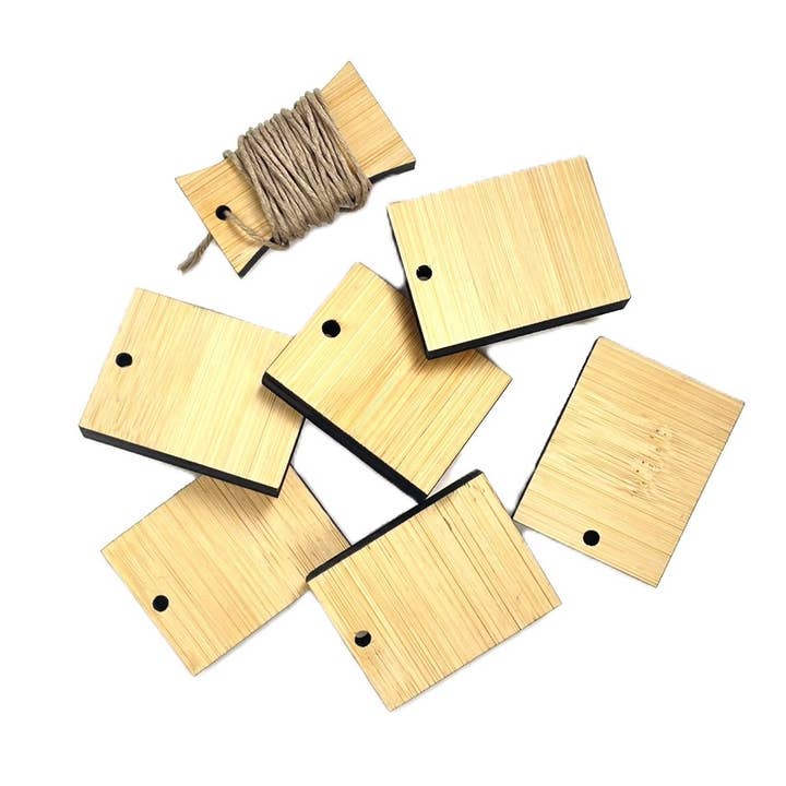 Étiquettes-cadeaux en bambou - Rectangle 2" pour la vente par Floratrel