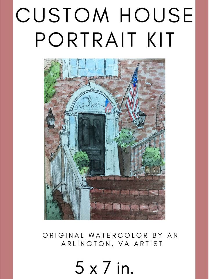 Custom house portrait kit, housewarming gift, house painting for wholesale by Alexandra Schmeling Fine Art