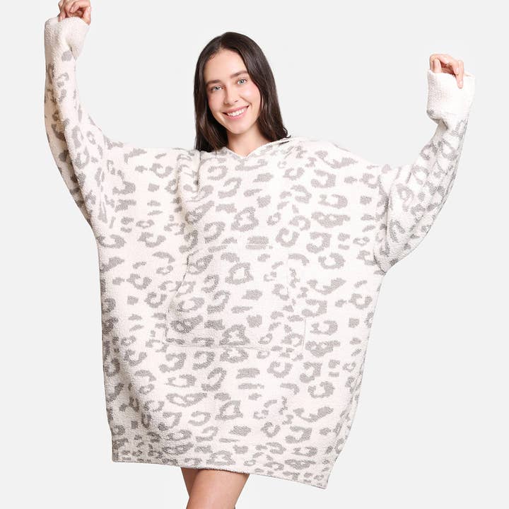 Fashion City - Wholesale Hoodie - Women's - Leopard Print Soft Hooded Snuggie w Pocket17