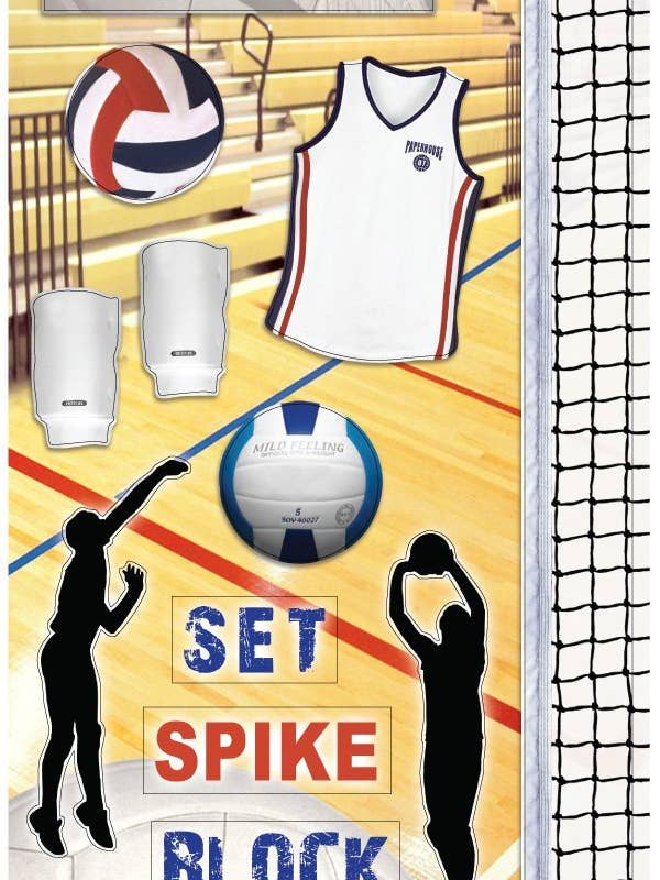 Volleyball Cardstock Sticker for wholesale by Paper House Productions